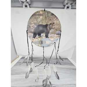 DREAMCATCHER INDIAN WITH A PICTURE OF A BROWN BEAR OUTDOOR Large 15 Inches